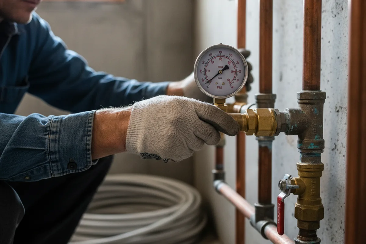 Pressure testing a repaired line during Water Line Repair in Menifee