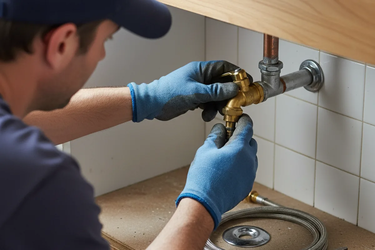 Shutoff valve and fitting work during Burst Pipe Repair in Menifee